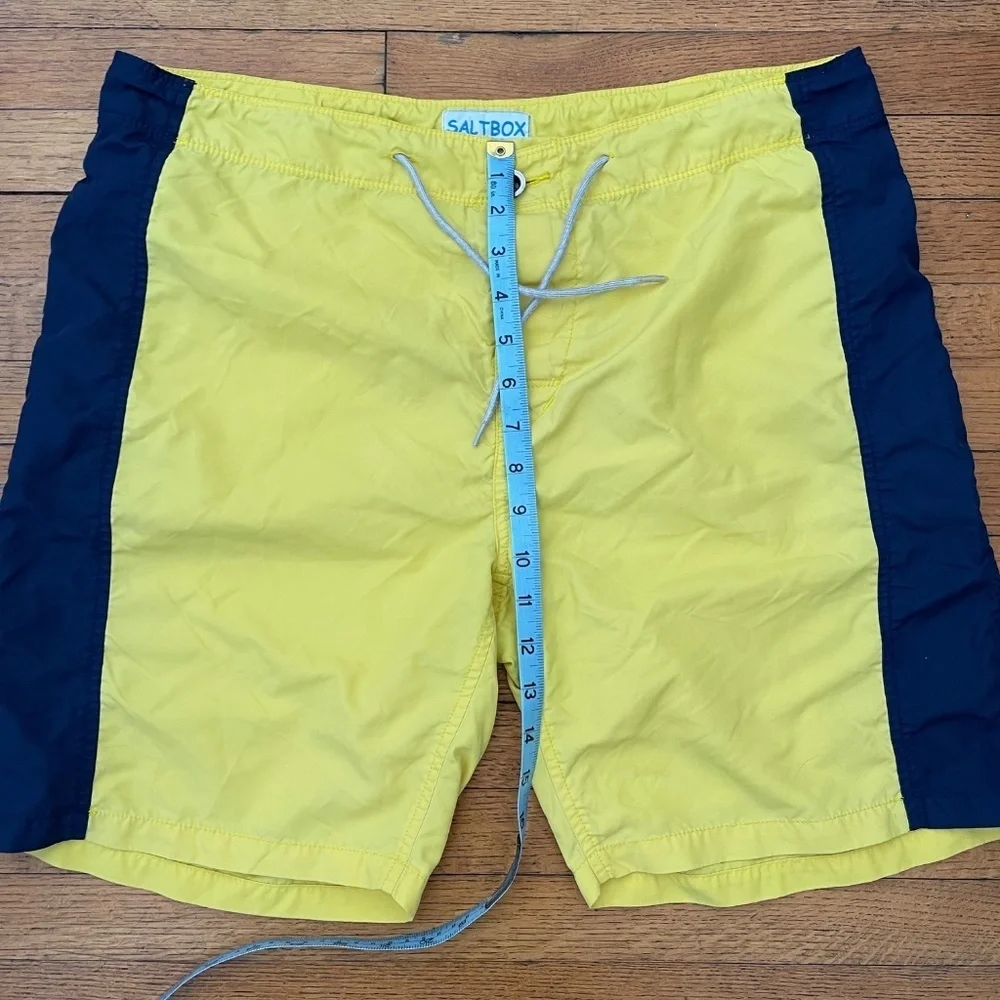 SALTBOX Yellow Navy Colorblock Swim Trunks XL Beach Board Shorts